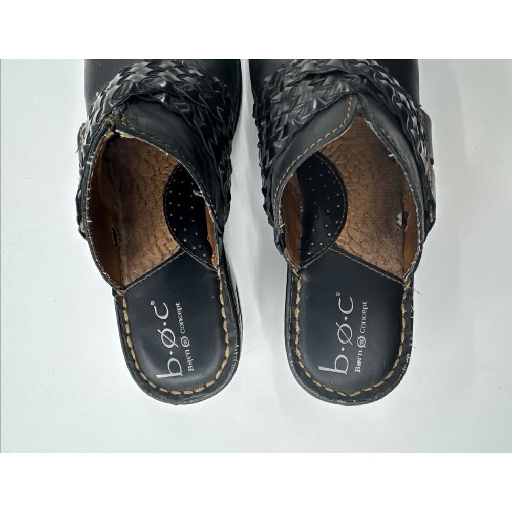BOC Born Clog Mules Womens 7 Black Leather Gorpcore Fairy Goth Nursing Shoes - Picture 2 of 11